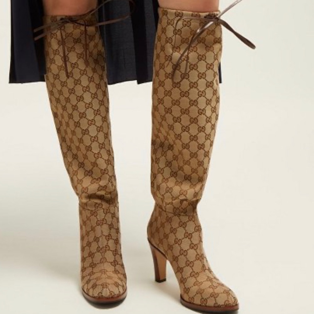 Gucci GG Canvas Knee High Boots - Picture 9 of 9